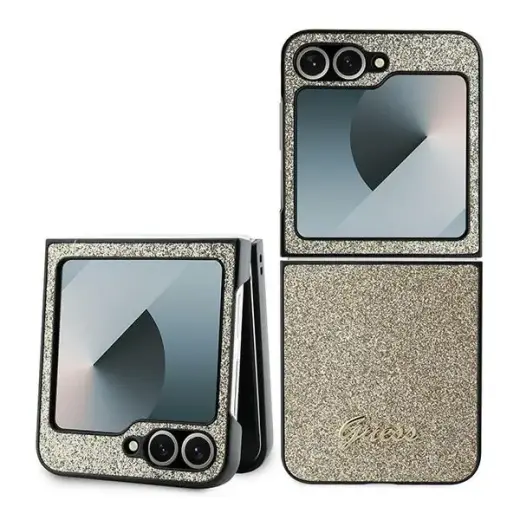 Guess 4G Glitter Script Case for Samsung Galaxy Z Flip 6 - Gold