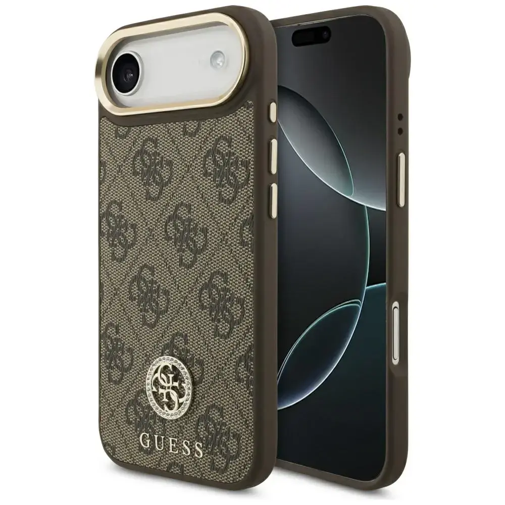 Guess 4G Strass Logo maciņš ar MagSafe atbalstu telefonam iPhone 17 Air brūns