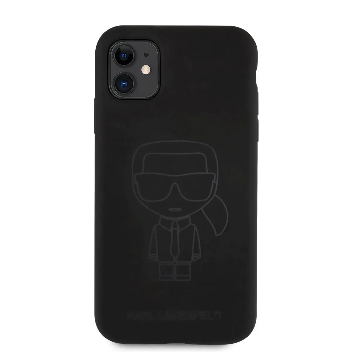 KLHCN61SILTTBK Karl Lagerfeld Iconic Outline Silicone Case for iPhone 11 Tone on Tone Black