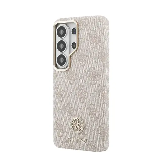 Guess PU Leather 4G Strass Logo Gold Frame telefoni ümbris Samsung Galaxy S26 Ultra (S948) roosa