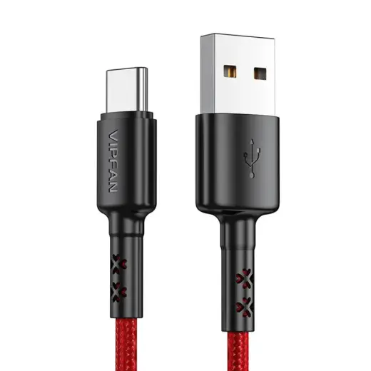 USB to USB-C cable Vipfan X02, 3A, 1.8m (red)
