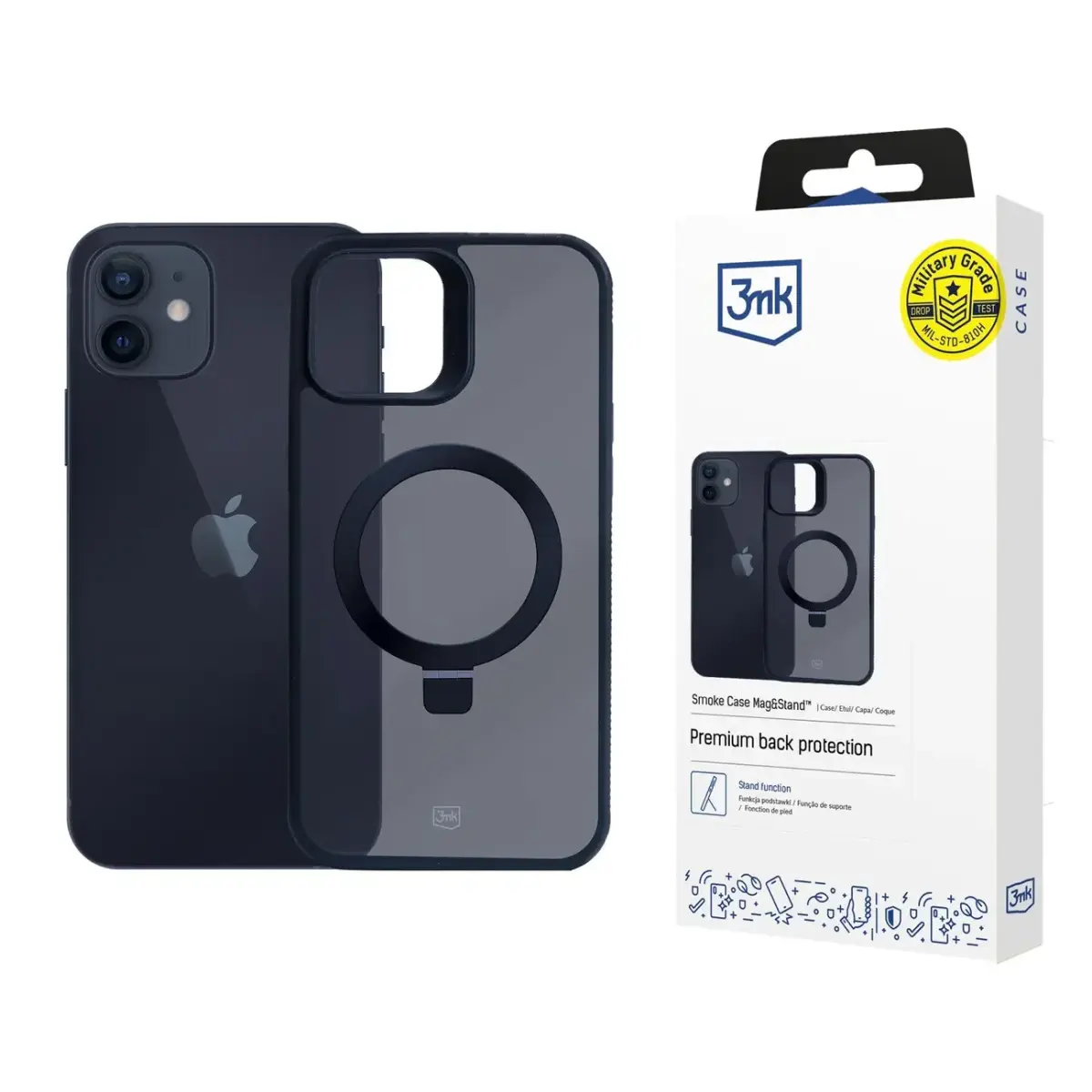 3mk Smoke Case Mag&Stand for Apple iPhone 12|12 pro - black
