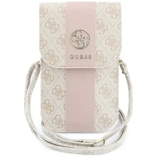 Phone bag Guess 4G & Classic Logos Stripe Strap pink