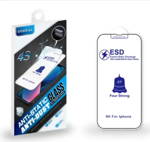 Защитное закаленное стекло Fusion ESD с антистатическим и пылезащитным покрытием для iPhone 13 | iPhone 13 Pro, черное.