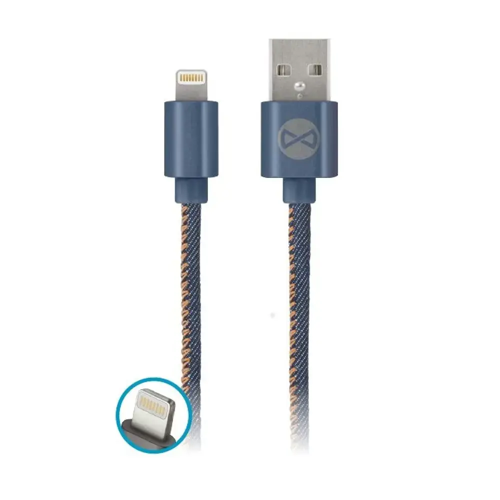 Forever Jeans cable USB - Lightning 1,0 m 2A blue