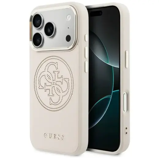 Guess Perforated 4G maciņš ar MagSafe atbalstu telefonam iPhone 17 Pro Max rozā