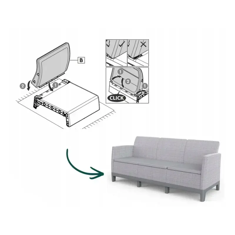 Dārza dīvāns divvietīgs Scandi Form 3 Seater Sofa gaiši pelēks/tumša tērauda pelēks