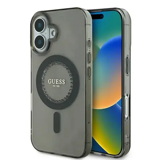 Guess GUHMP16MPFTDTEK iPhone 16 Plus 6.7" czarny|black hardcase IML Rhinestones MagSafe