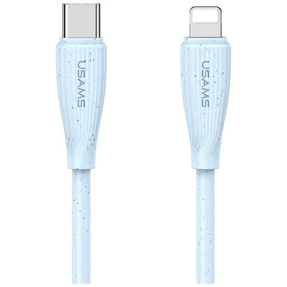 USAMS Green Series SJ717 datu pārraides un uzlādes vads | USB-C uz Lightning | 30W | 1m | zils