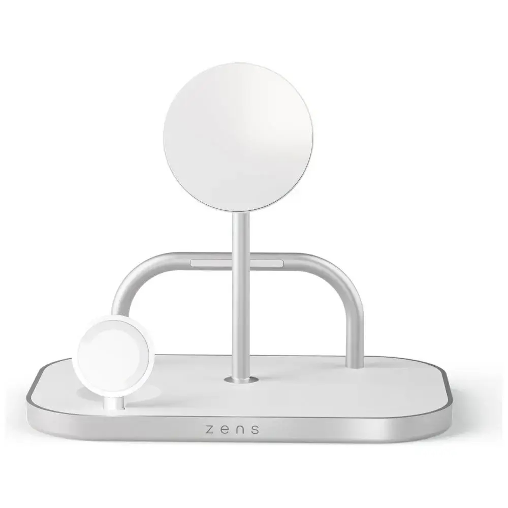 Zens 4-in-1 bezvadu lādētājs | Qi 2 | Saderīgs ar MagSafe | 60W | sudraba