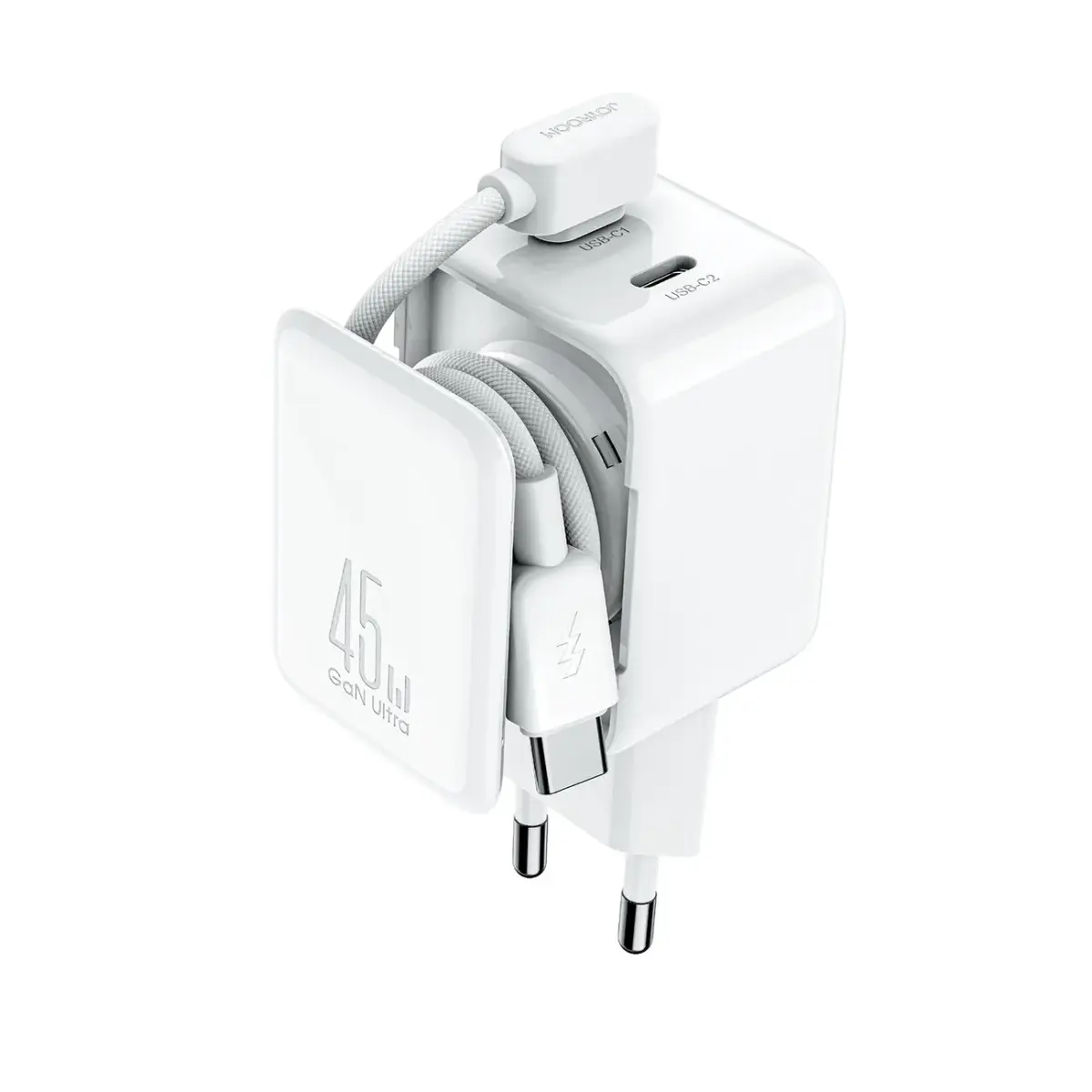 Joyroom JR-TCL05 tīkla lādētājs | 45W | GaN, PPS | USB-C | ar USB-C uz USB-C vadu komplektā | balts