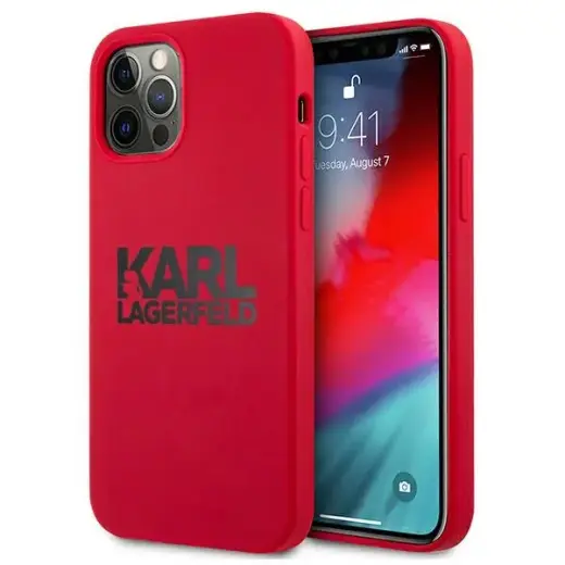 Karl Lagerfeld KLHCP12LSLKLRE iPhone 12 Pro Max 6,7" Silicone Stack Logo czerwony|red