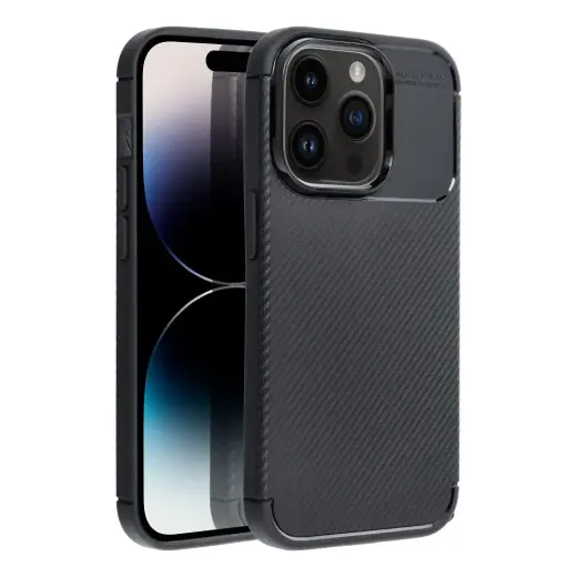 Carbon Premium telefono dėklas iPhone 14 Pro juodas