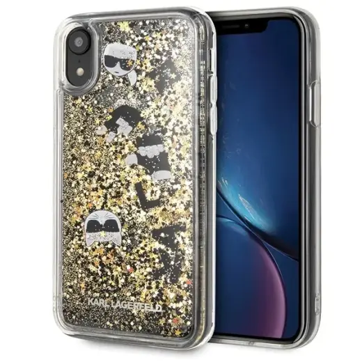 Karl Lagerfeld KLHCI61ROGO iPhone Xrczarno-złoty|black & gold hard case Glitter