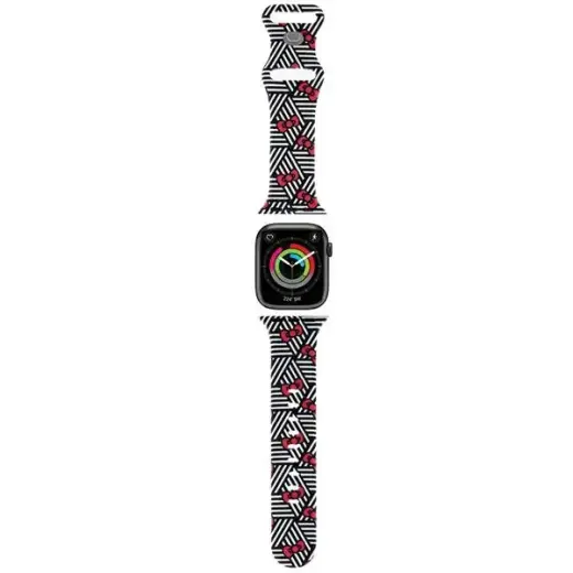 Hello Kitty Bows & Stripes nutikella rihm Apple Watch (38/40/41 mm) jaoks | silikoonist | must