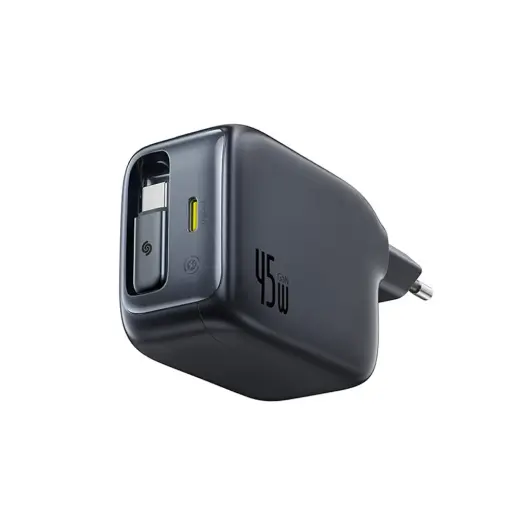 Baseus EnerCore CJ11 tīkla lādētājs | 45W | USB-C | ar USB-C uz USB-C vadu komplektā | melns