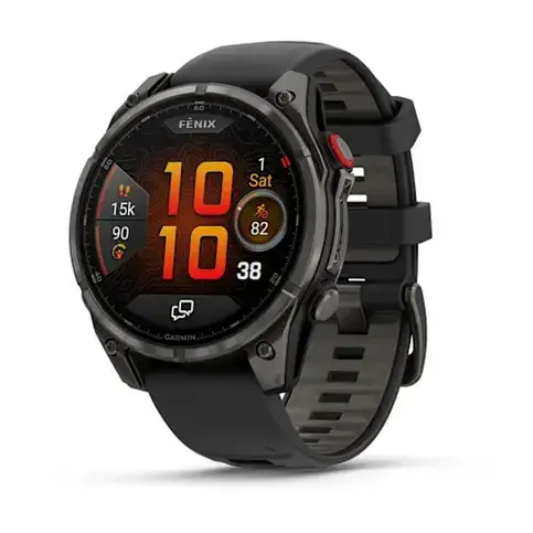 fenix 8 Pro - 47 mm  AMOLED  Sapphire  Carbon grey DLC titanium with Black|pebble grey silicone band 753759350918