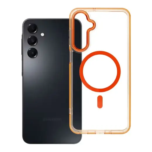 Case FRAME CLEAR HYBRID MAG COVER compatible with MagSafe for SAMSUNG A16 hermes orange
