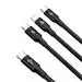 Baseus Rapid Series 3-in-1 datu pārraides un uzlādes vads | USB-C uz USB-C, Lightning, Micro USB | 20W | 1.5m | melns