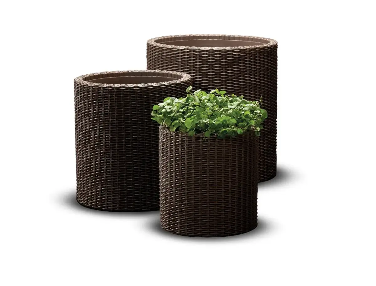 Puķu podu komplekts Cylinder Planters S+M+L brūns