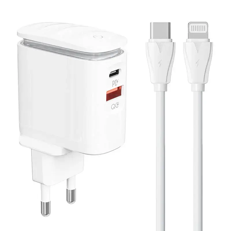 Wall charger  LDNIO A2423C USB, USB-C + USB-C - Lightning cable