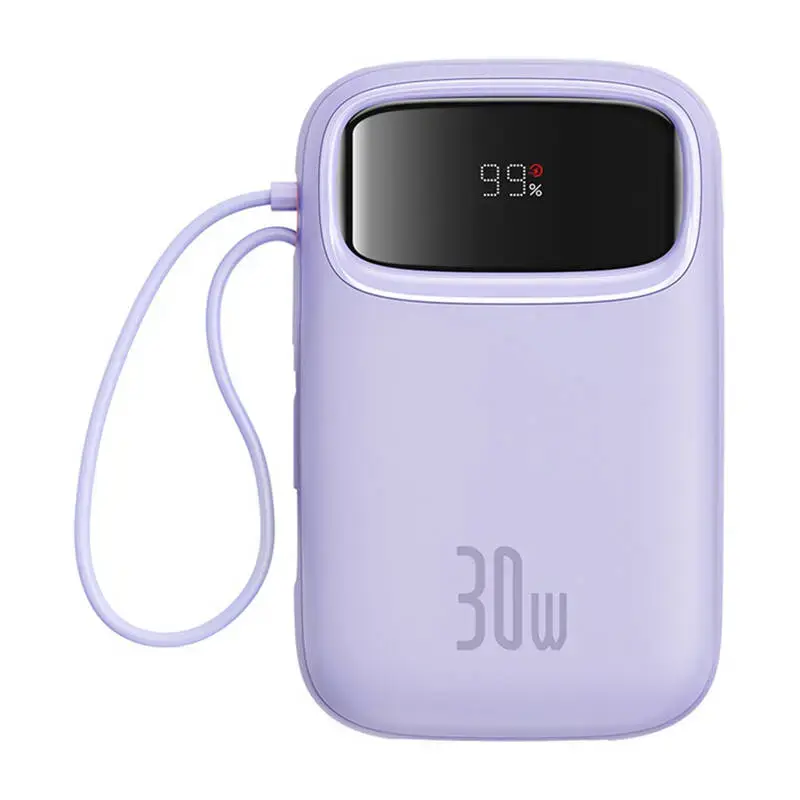 Baseus QPow 2 ārējais akumulators (powerbank) | 10000 mAh | 30W | USB-C | LED ekrāns | violets