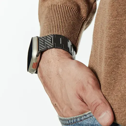Band PITAKA Carbon Fiber Modern for Apple Watch 1|2|3|4|5|6|7|8|9|10|SE|Ultra|Ultra2 black grey Photo