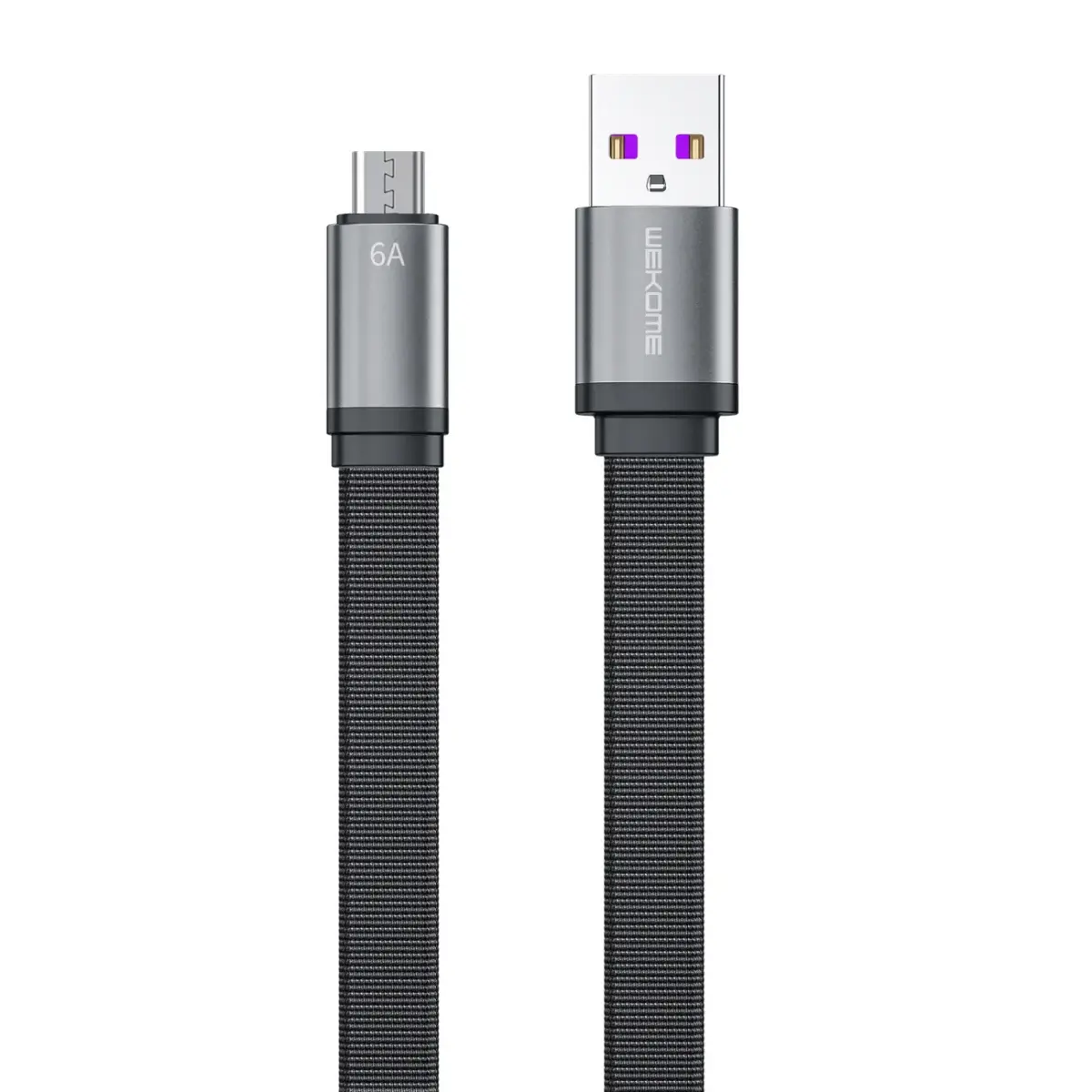 WK Design King Kong 2nd Gen series flat USB - micro USB cable for fast charging | data transmission 6A 1.3m black (WDC-156)
