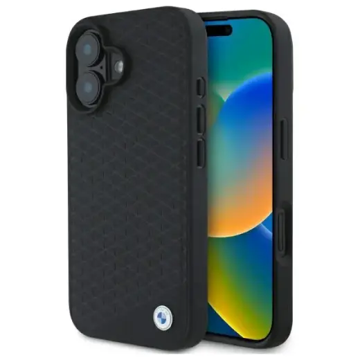 BMW BMHMP16S23RDDK iPhone 16 6.1"         czarny|black hardcase Sign Leather Diamond Metal Logo MagSafe