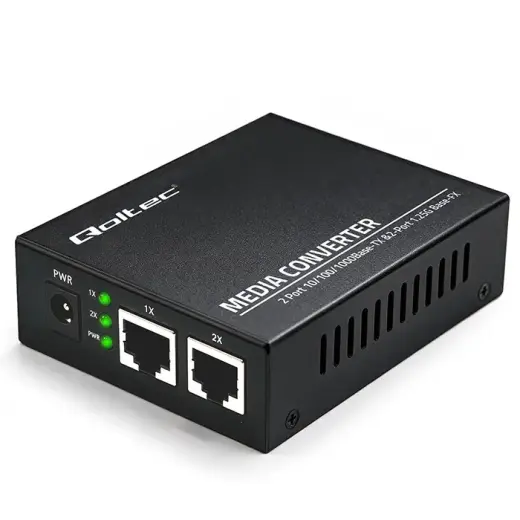 Qoltec Bidirectional Ethernet SWITCH Media Converter 2x RJ45 2x SFP| 1000Mb/s | 5V