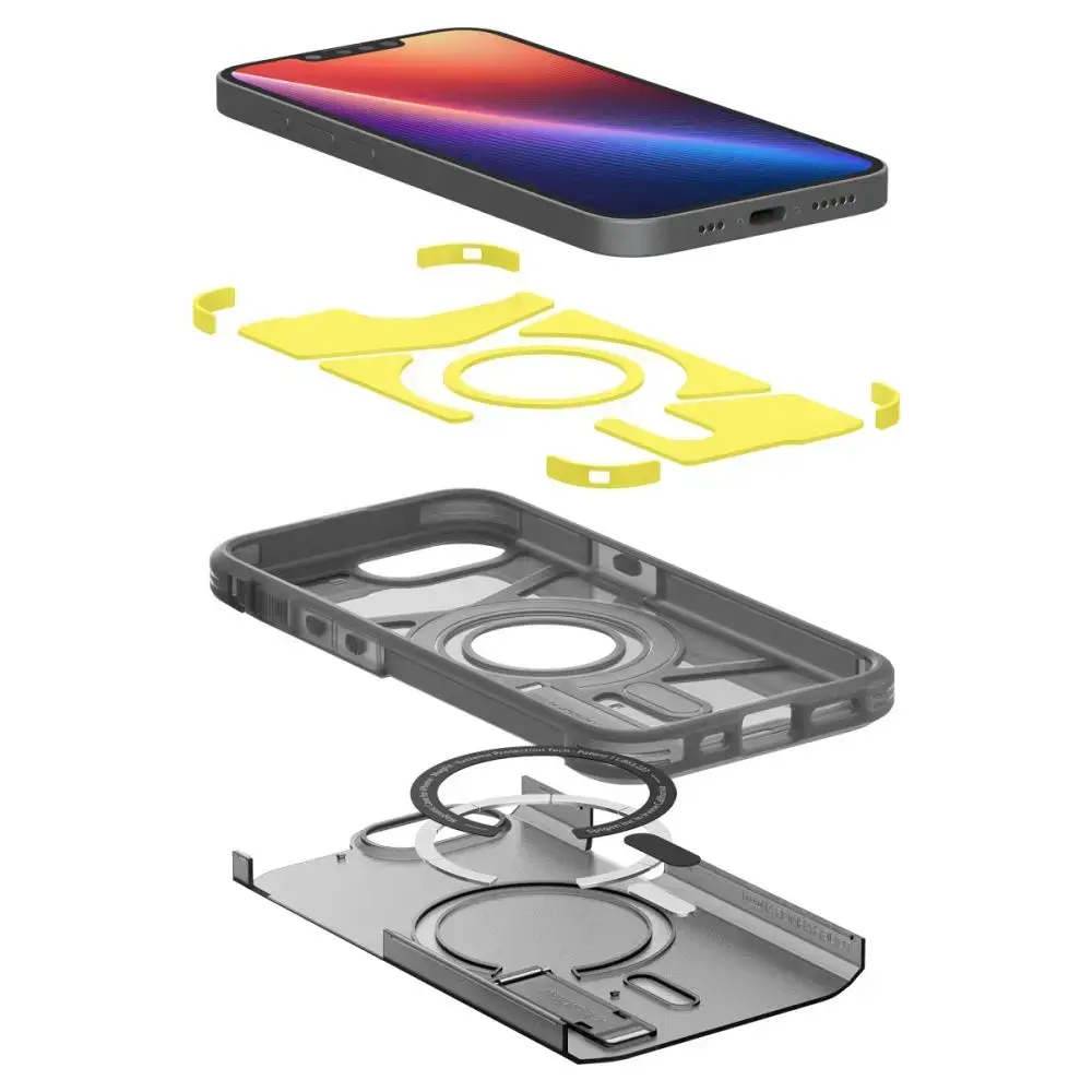 Чехол для телефона Spigen Tough Armor для iPhone 16e прозрачный серый с MagSafe