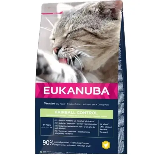 Sausā barība kaķiem - Eukanuba CAT Adult HAIRBALL CONTROL Chicken 10 kg