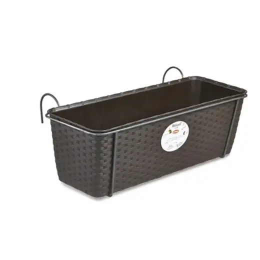 Lillekast rõdudele metallist hoidikuga Looduslik 50x18x16cm pruun