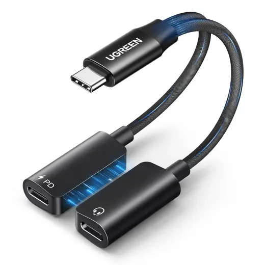 Ugreen 2in1 USB-C to 2xUSB-C Audio Adapter (Audio + Charging) - Black