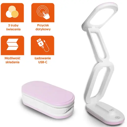Collapsable LED desk Lamp 10W, 3000/4500/6000K, 1200mAh, pink, LTC