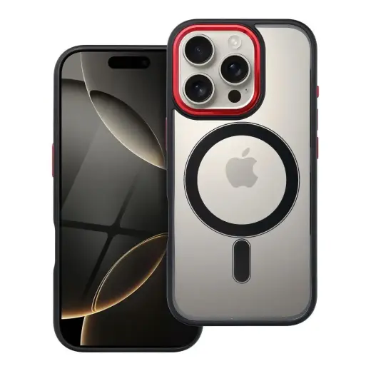 Color Edge Mag telefoni ümbris MagSafe toega iPhone 16 Pro must punane