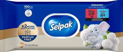 Wet wipes SELPAK Cotton Extract, 100pcs