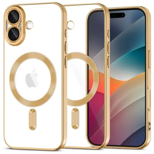 TECH-PROTECT MAGFLEX phone case with MagSafe support for iPhone 17 shiny gold