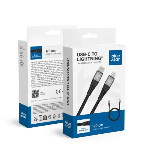 Blue Star TFK-DC-003 data transfer and charging cable | USB-C to Lightning | 12W | 1.2m | black