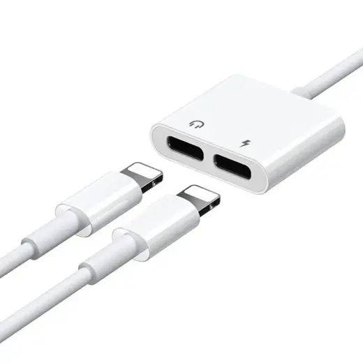 Joyroom S-Y104 lightning - 2x lightning headphone adapter audio and charging white