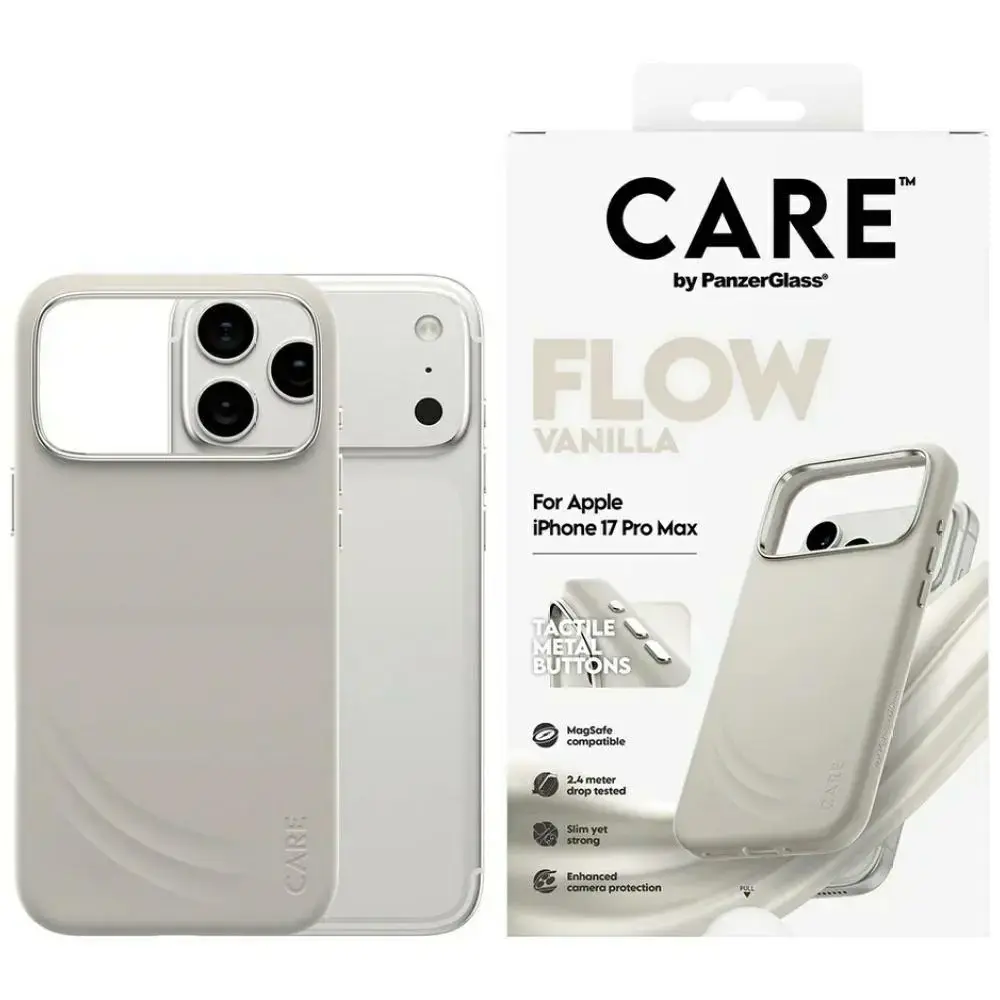 CARE by PanzerGlass FLOW maciņš ar MagSafe atbalstu telefonam iPhone 17 Pro Max bēšs