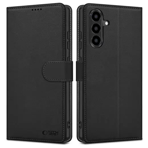 Tech-Protect Wallet knyginio tipo telefono dėklas Samsung Galaxy A36 5G (A366) | A56 (A566) | A37 (A376) juodas