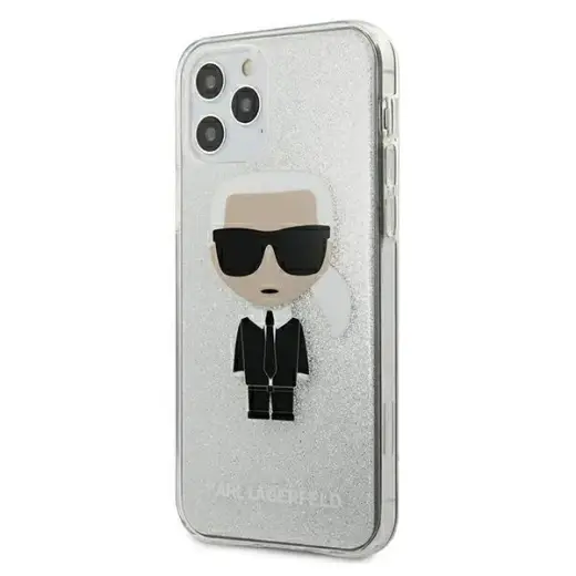 Karl Lagerfeld KLHCP12MPCUTRIKSL iPhone12|12 Pro 6,1" silver hardcase Glitter Ikonik Karl