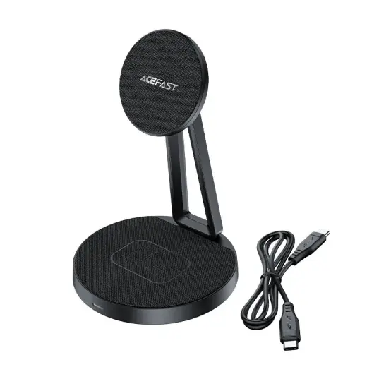 Acefast Qi Wireless Charger 15W for iPhone (with MagSafe) and Apple AirPods Stand Holder Magnetic Holder Black (E8 black)
