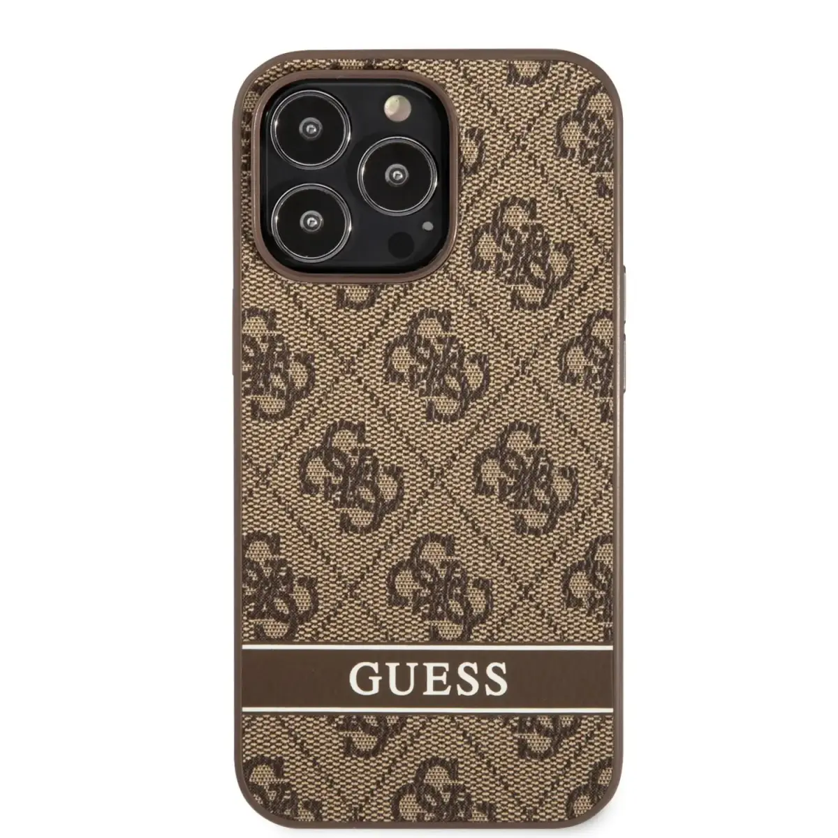 Guess PU 4G Stripe Case for iPhone 13 Pro Brown