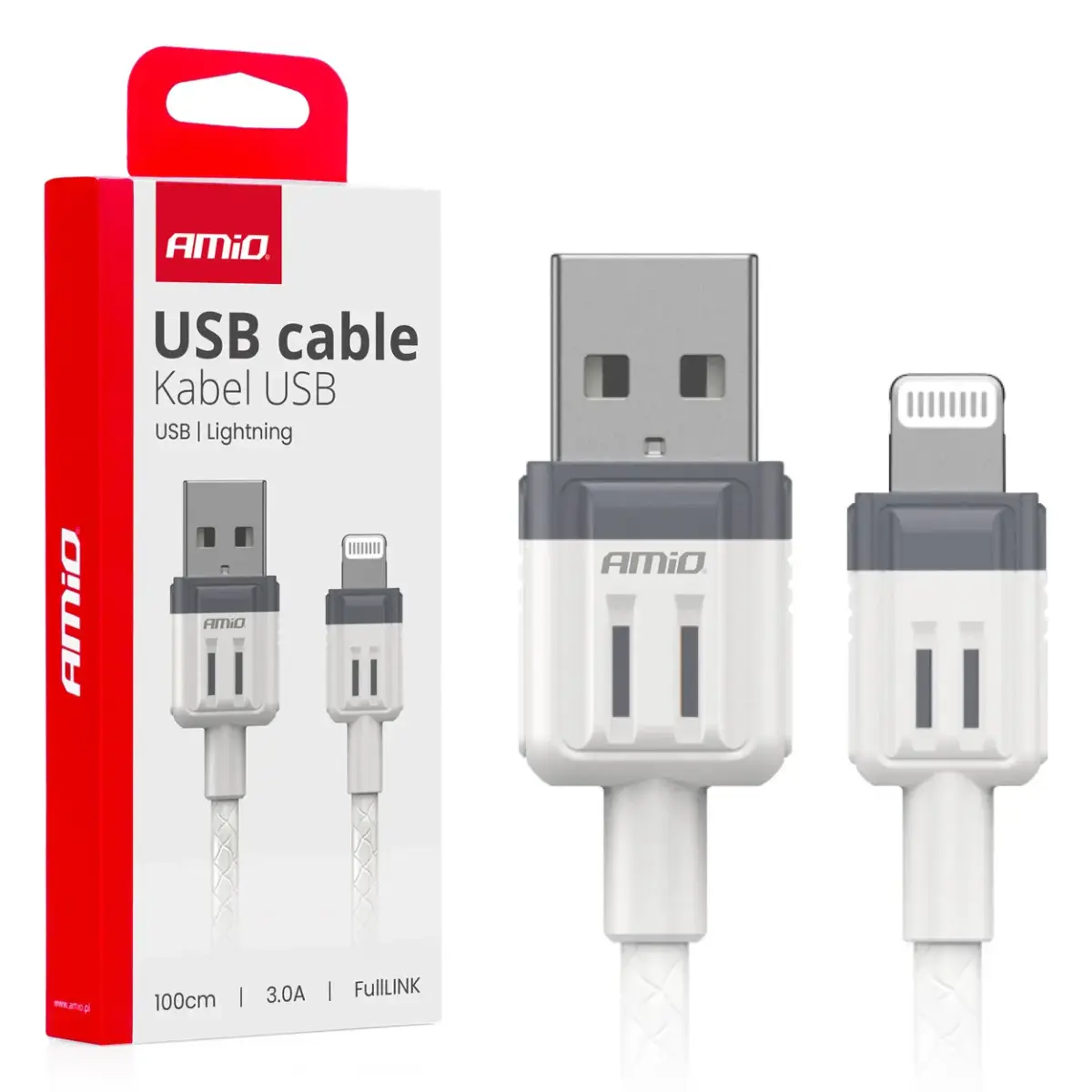 AMiO AMIO-03907 datu pārraides un uzlādes vads | USB-A uz Lightning | 15W | 1m