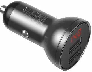 Baseus Digital Display Dual USB 4.8A auto lādētājs | 24W | USB-A | ar LCD ekrānu | pelēks
