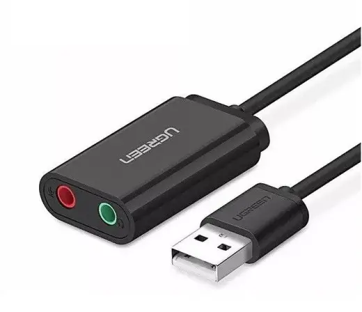 Ārējā USB audio karte UGREEN 15cm (melna)