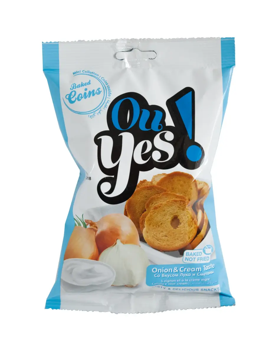 Maizes grauzdiņi OU YES! ar sīpolu un skābā krējuma garšu, 75g
