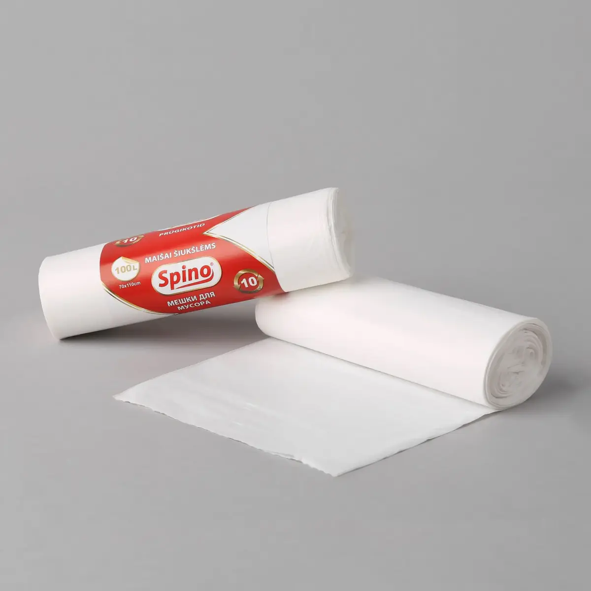 Atkritumu maisi, tilpums 100 L, 75x95 cm, 10 gab./rullī, LDPE, 50 mkr, balti